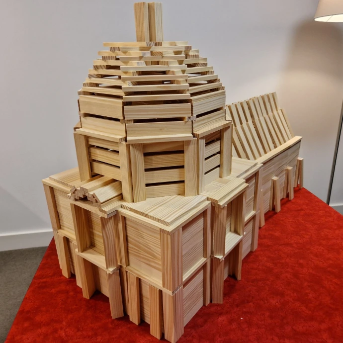 Les Invalides wooden scale model made from Kapla planks – French Baroque landmark