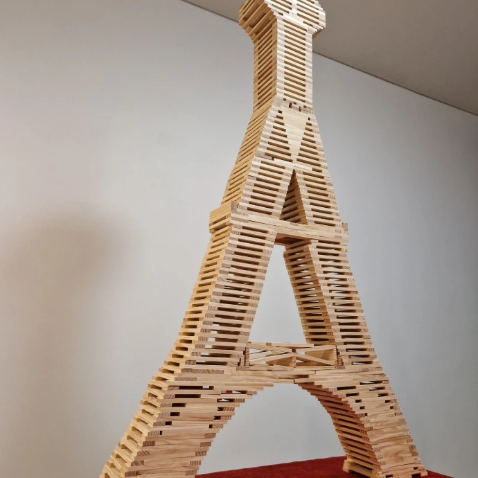 Tall Eiffel Tower wooden scale model – Kapla plank construction