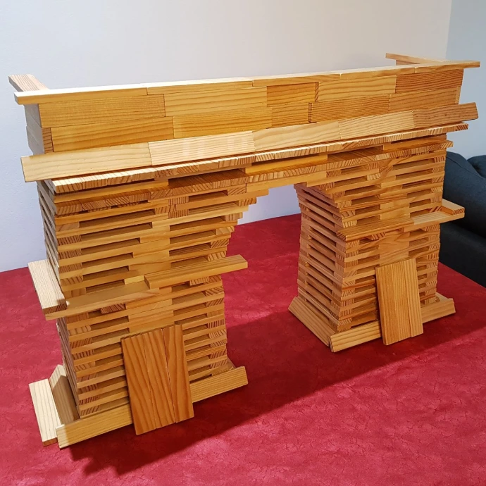 Arc de Triomphe miniature model built with wooden planks – Paris architecture kapla planks